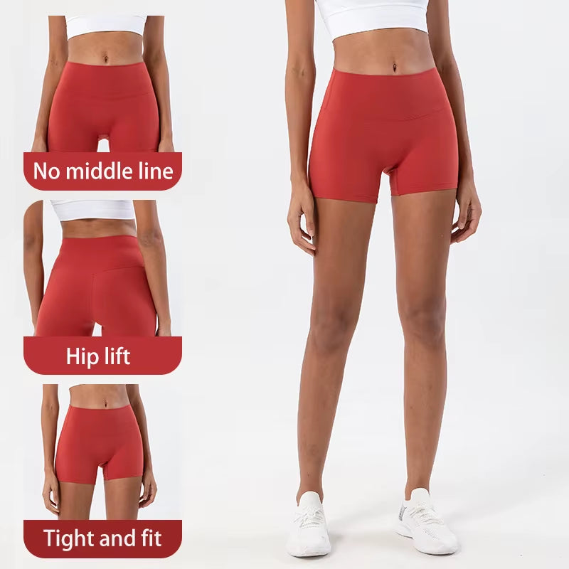 Nylon Gym Short Yoga Fitness Women Cycling Shorts Tight Elastic Breathable High Waist Sports Pants No T Lines 13 Colors