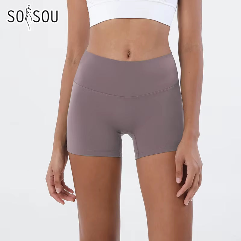 Nylon Gym Short Yoga Fitness Women Cycling Shorts Tight Elastic Breathable High Waist Sports Pants No T Lines 13 Colors