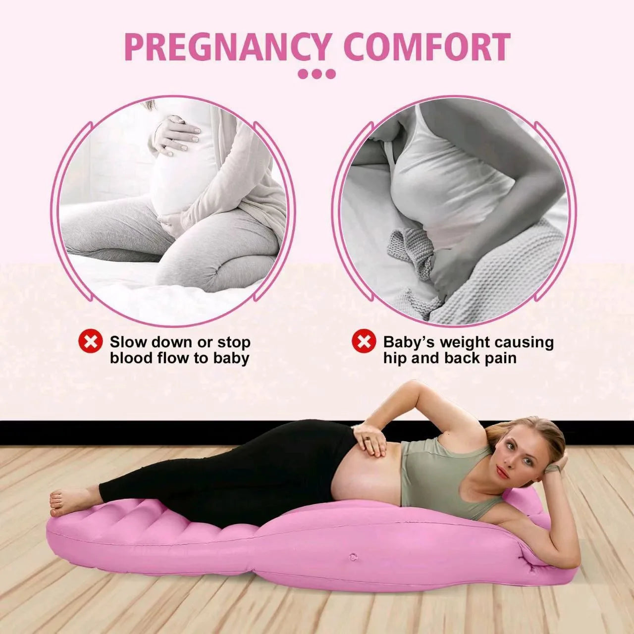 Inflatable Maternity Body Pillow with Air Pump - O-Type Yoga Mat and Sleeping Mat for Pregnant Comfort
