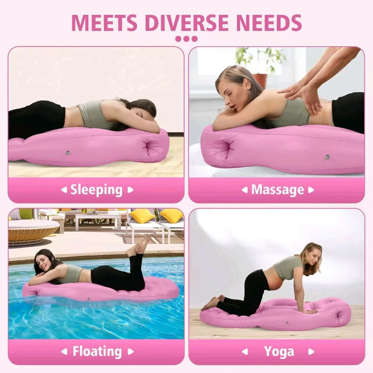 Inflatable Maternity Body Pillow with Air Pump - O-Type Yoga Mat and Sleeping Mat for Pregnant Comfort