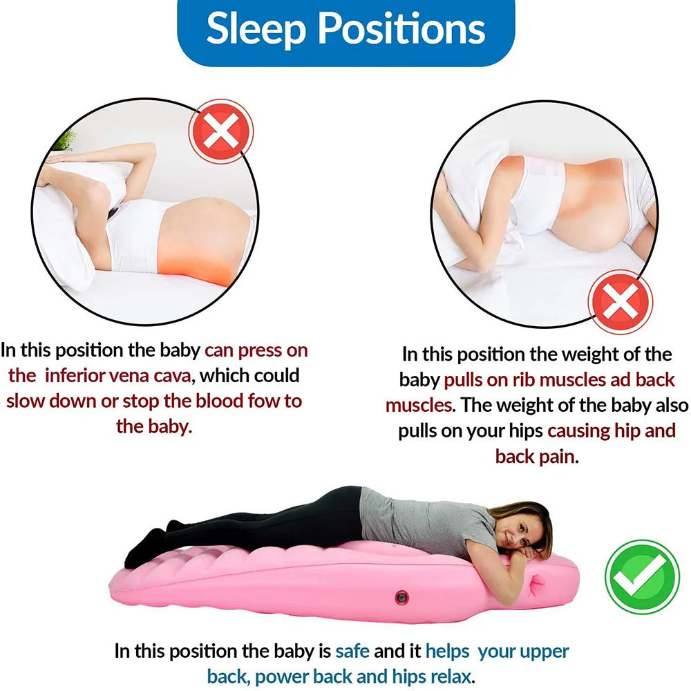 Inflatable Maternity Body Pillow with Air Pump - O-Type Yoga Mat and Sleeping Mat for Pregnant Comfort